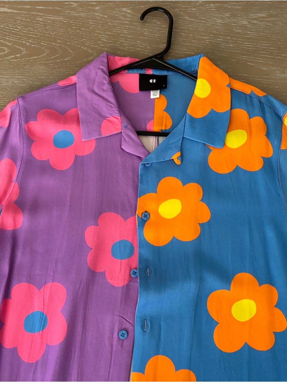Lazy Oaf Purple and Blue Floral Button-Down Shirt